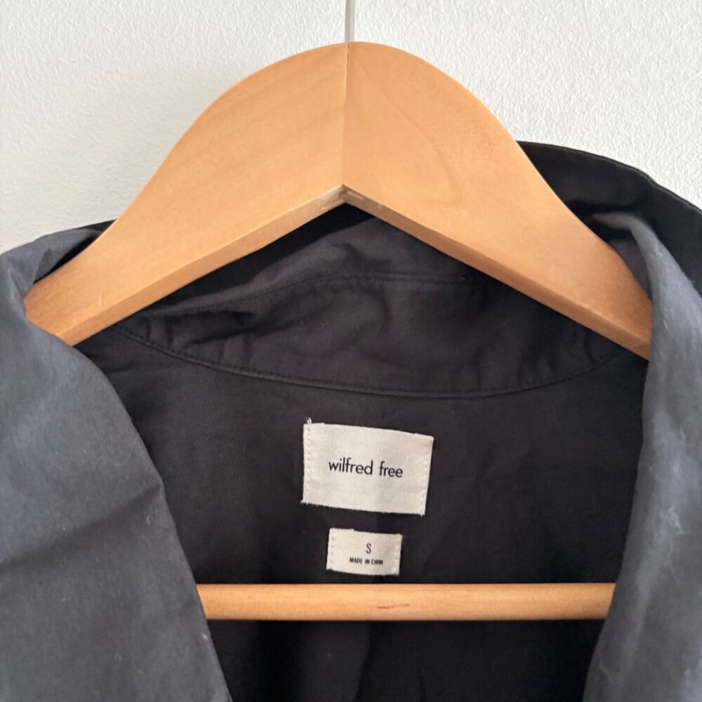 Aritzia Wilfred Free Relaxed Poplin Dress Long Sleeve Button Up Black Size Small - Picture 6 of 8